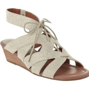 Donald J Pliner Beige/Gold Dalie Low Wedge Sandals
